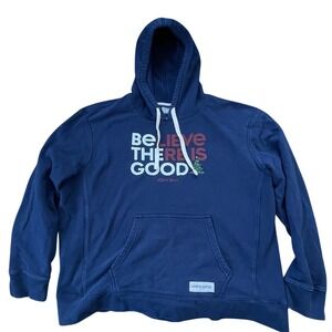 Life Is Good Navy Blue "Believe There Is Good" Hoodie Sweatshirt XXL